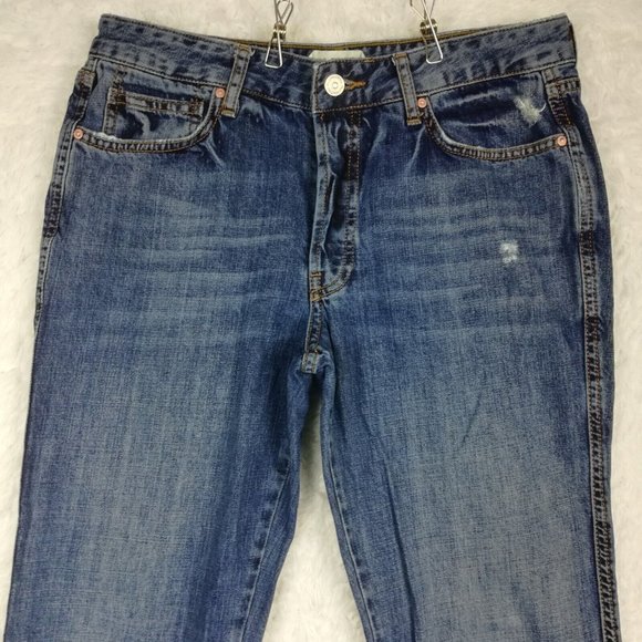 We The Free Womens Jeans‎ Straight Leg Crop Denim Blue Button Fly High Rise 27 - Picture 3 of 14